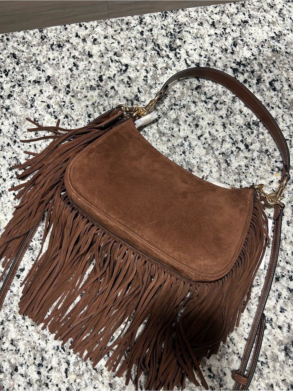 Coach Chestnut Brown Suede Fringe Shoulder Bag - Picture 4 of 5